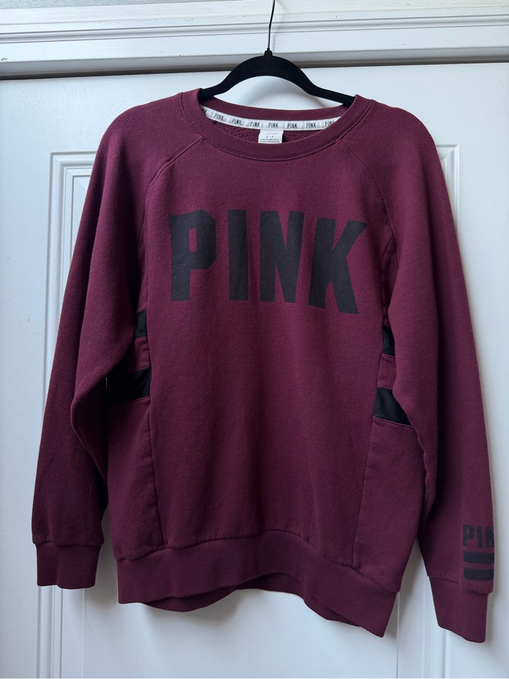PINK Victoria's Secret Maroon Crewneck Sweatshirt with Black Logo